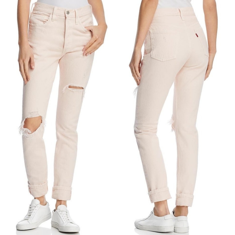 Levi 501 Skinny Destroyed High Rise Crop jean 27